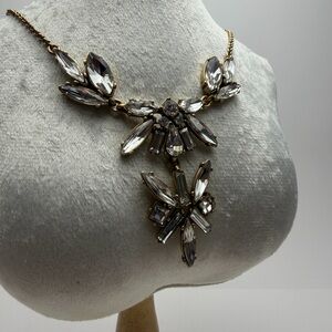 J. Crew Gold-Tone Clear Crystal Floral Bib Necklace